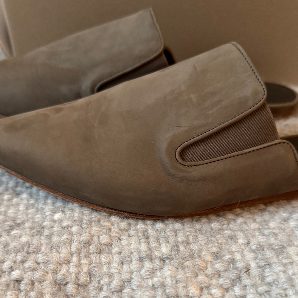 Jenni Kayne oiled leather olive mules excellent - Picture 3 of 9